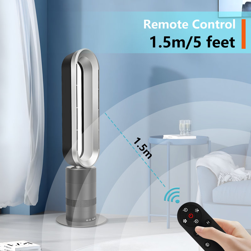 dubbin Oscillating Bladeless Tower Fan and Heater Combo with Remote